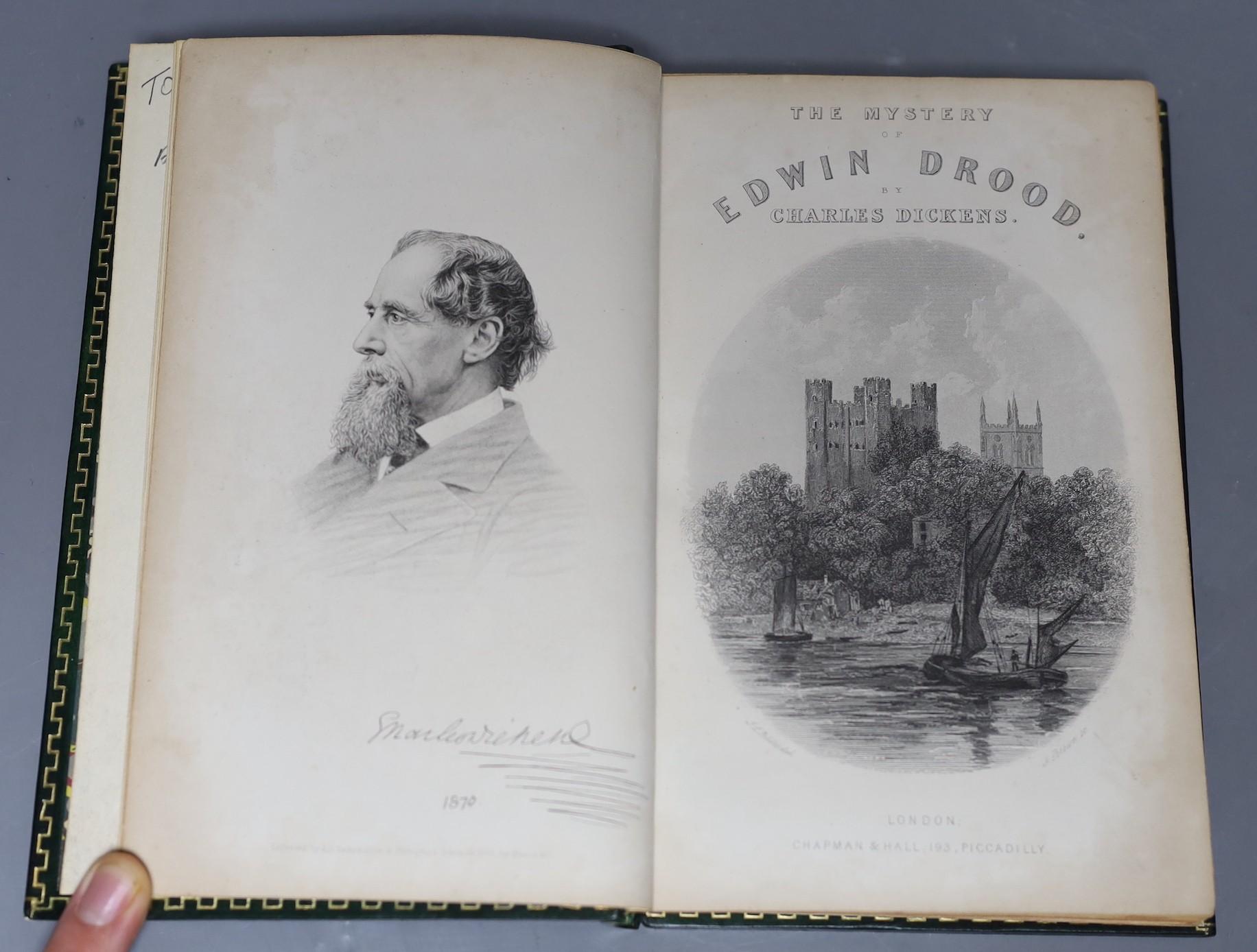 Dickens, Charles - The Mystery of Edwin Drood, 1st edition, rebound black calf gilt, Chapman and Hall, London, 1870